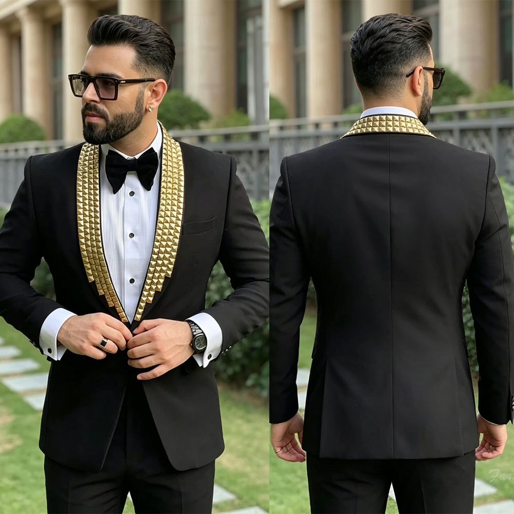 Wool Suit Jacket - Modern Men's Suits Tuxedo Beads Sheer