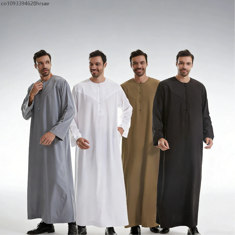 Historical Men'S Formal Wear - Men's Thobe Arabic Traditional Long Sleeve