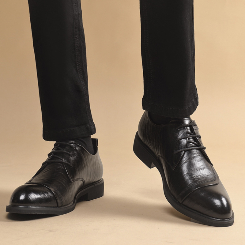 Men'S Formal Party Wear Shoes - Leather Oxford Shoes With Metal Rivet