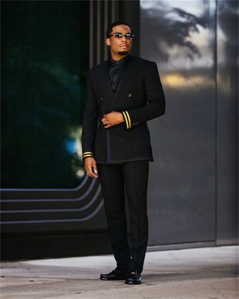 Formal Wear For Men Yellow - Black Men Suit Set 2 Piece