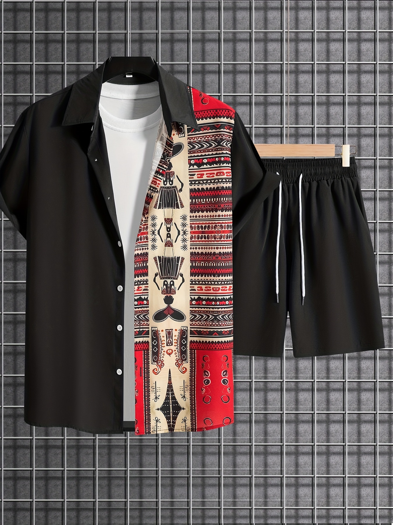 Men'S Ethnic & Formal Designer Wear Studio S - Men's Summer Retro Ethnic-Print Shirt Set