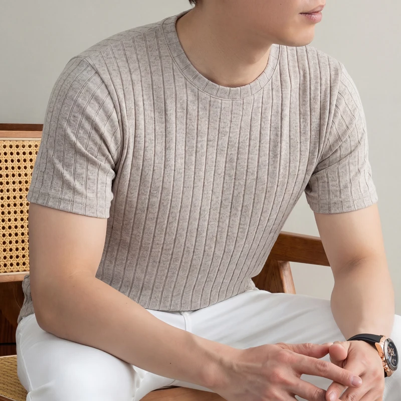Men'S Used Formal Wear - Business Casual Ribbed T Shirt For
