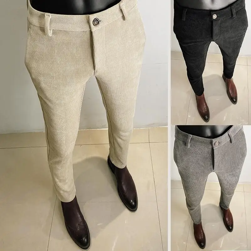 Men Formal Wear Shop - Autumn Winter Thickened Woolen Suit Pant
