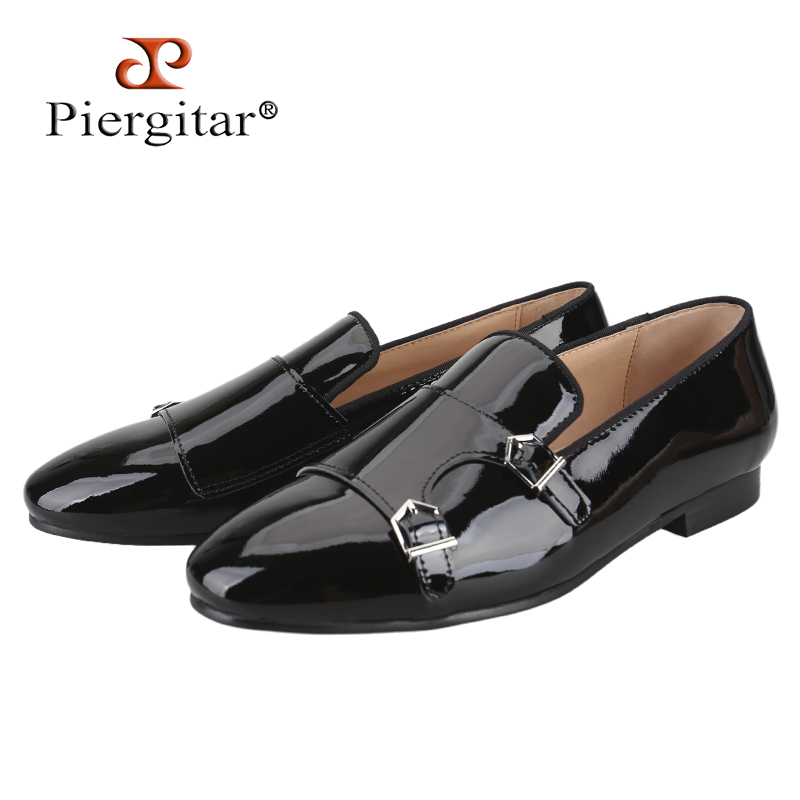 Men'S Formal Party Wear Shoes - Piergitar New Black Color Patent Leather