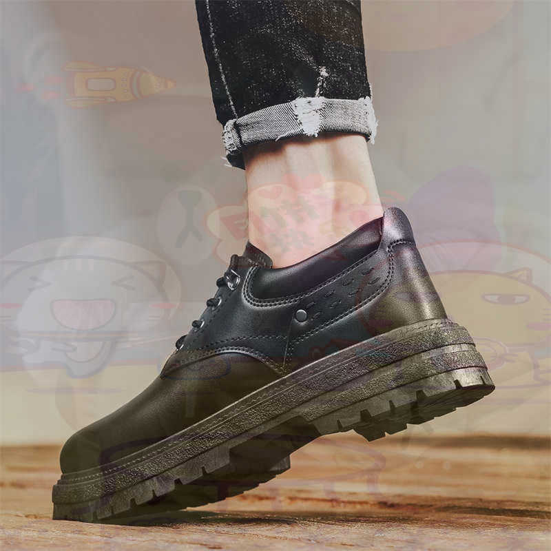 Men Formal Wear Brands - Dark Natural Leather Fashion Trainers Tennis