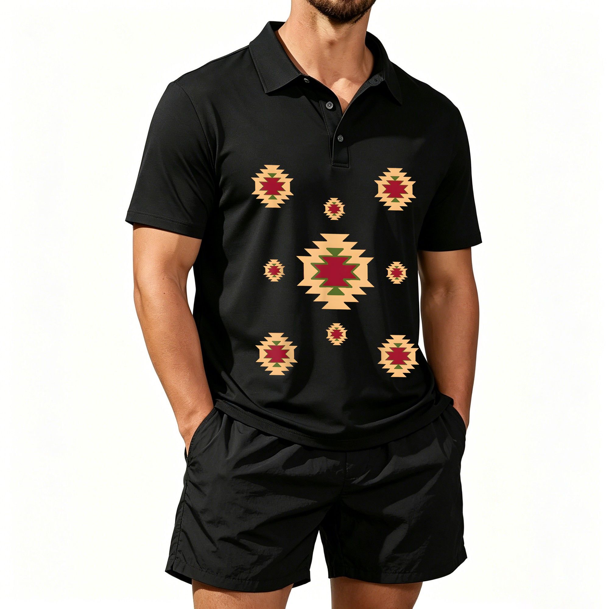 Men'S Ethnic & Formal Designer Wear Studio S - Men's Short-Sleeved Polo Shirt Set, Western