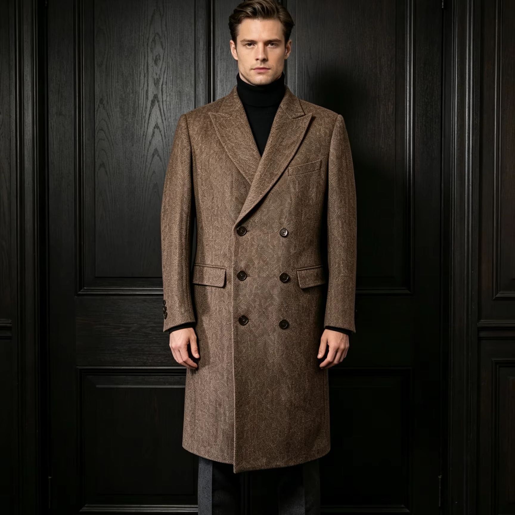 Wool Suit Jacket - Men 100% Pure Wool Long Overcoat