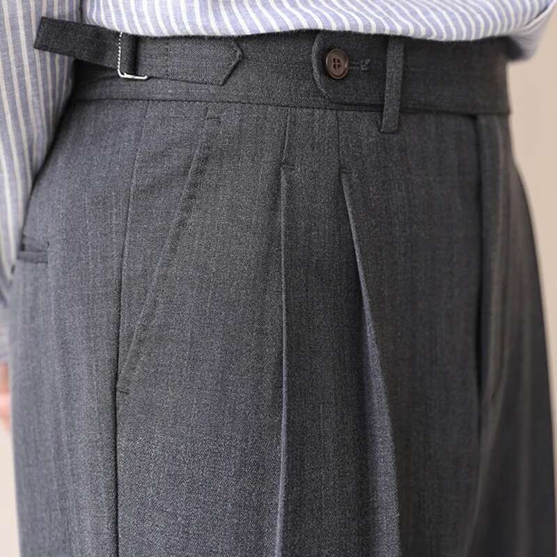 Men Formal Wear Shop - Business High Waist Straight Suit Pants