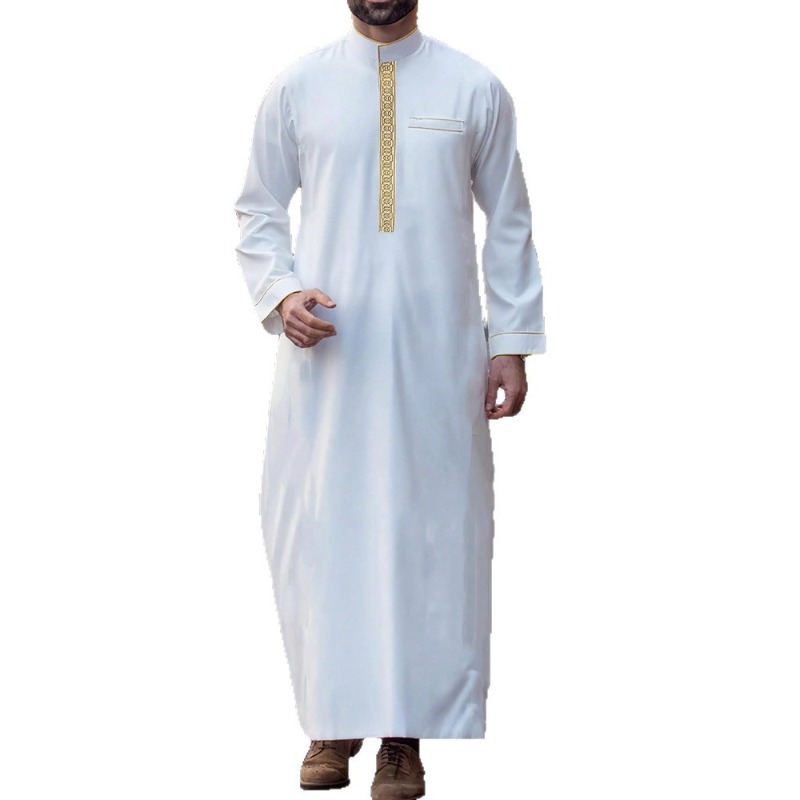 Men Formal Wear Shop - Arabic Mens Thobe Embroidered Long Sleeve