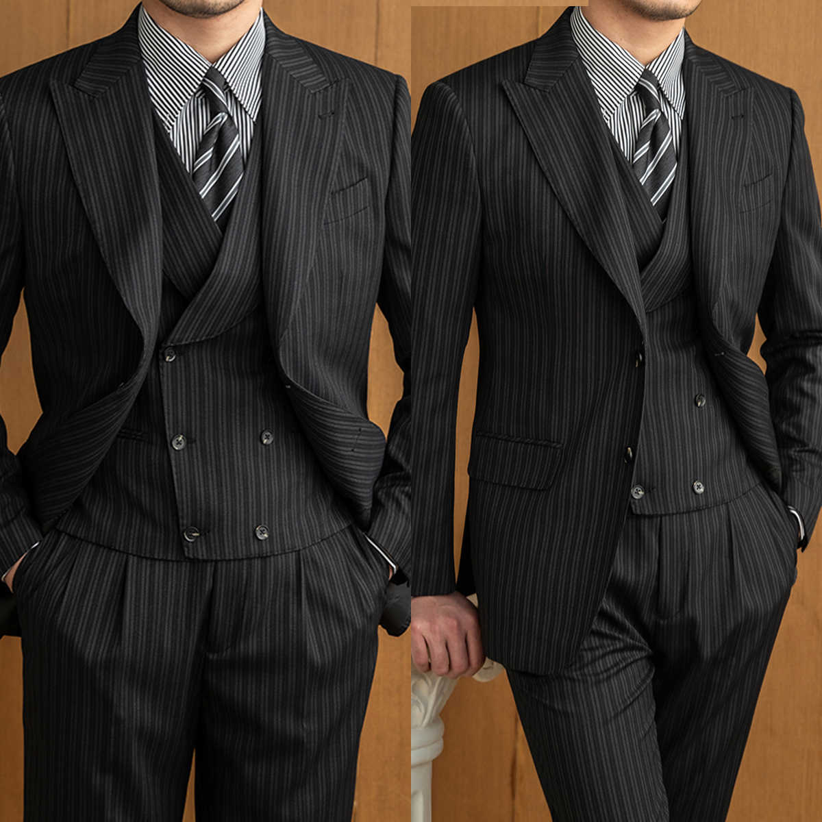 Wool Suit Jacket - Commercial Men's Suits 3 Pieces Blazer