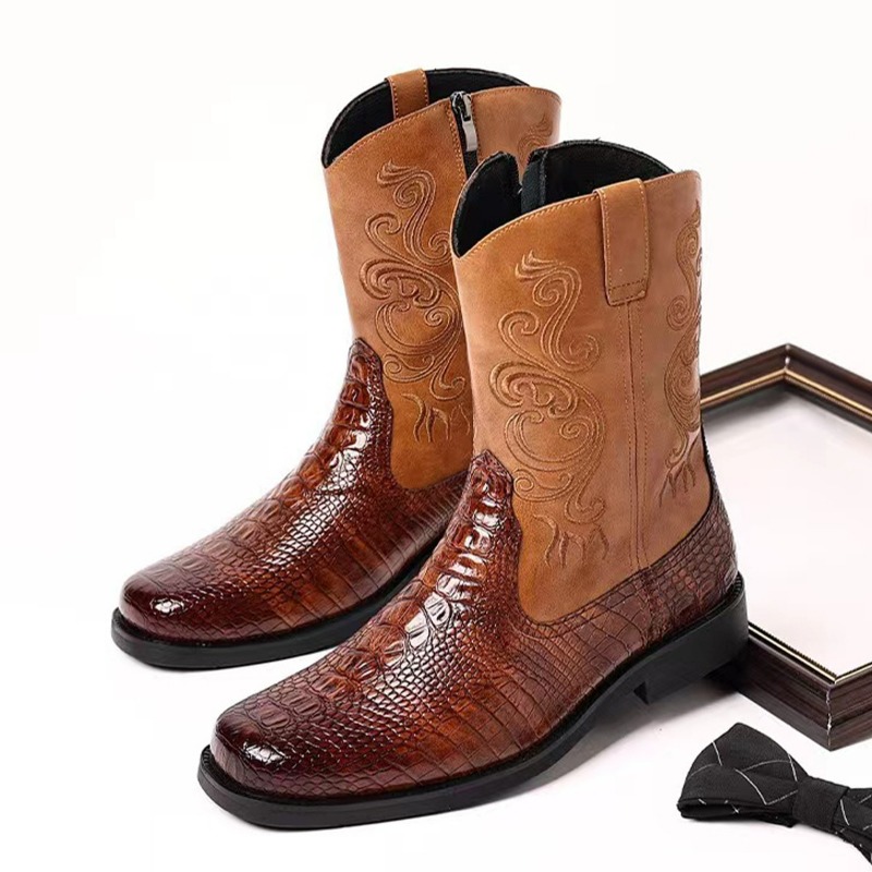 Men'S Ethnic & Formal Designer Wear Studio S - Fashionable Embossed Casual Men's Western Cowboy