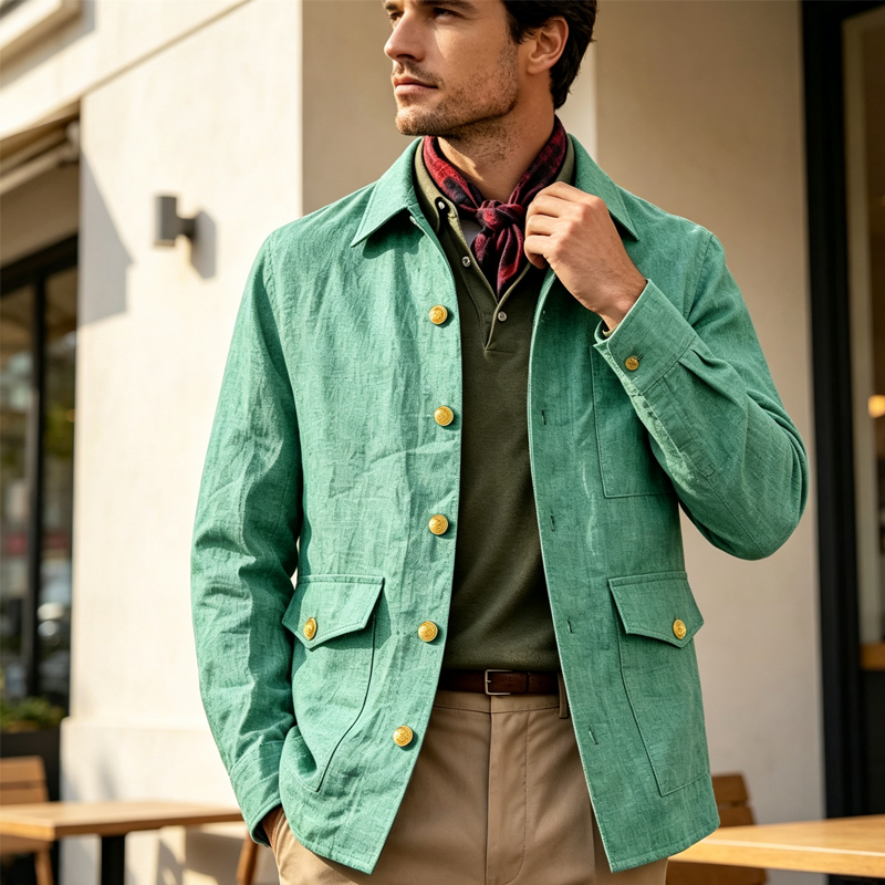 Men'S Vintage Formal Wear - Vintage Men's Linen Jacket Lapel Collar