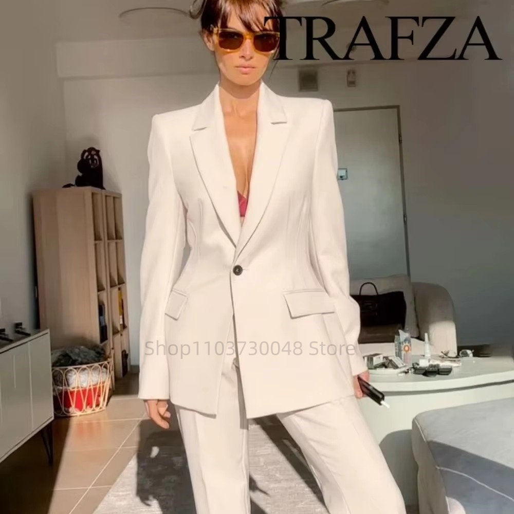 Wool Suit Jacket - Fashion Office Ladies Blazer and Pants