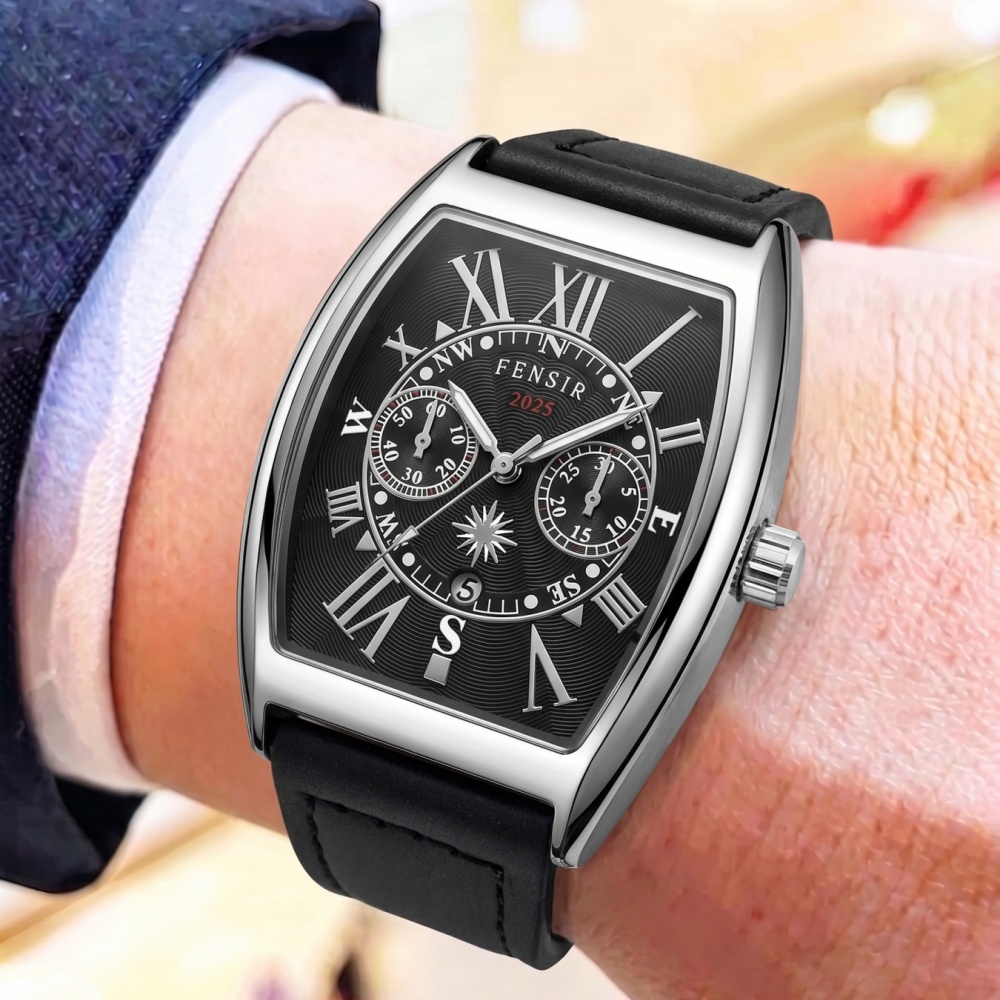 Men'S Vintage Formal Wear - High-End Men's Watch with Barrel-Shaped Quartz