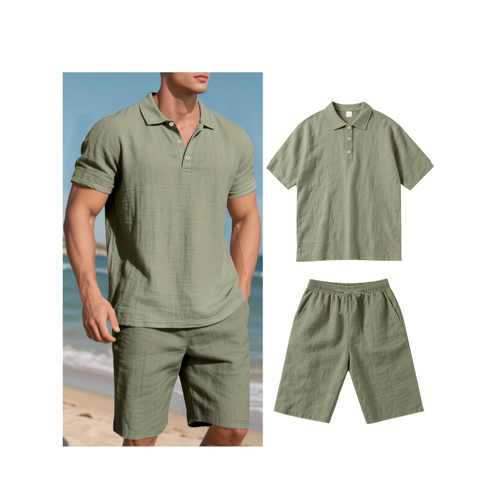 Summer Men Suit Fashion Linen  - Men'S Formal Beach Wear ulasan dan harga