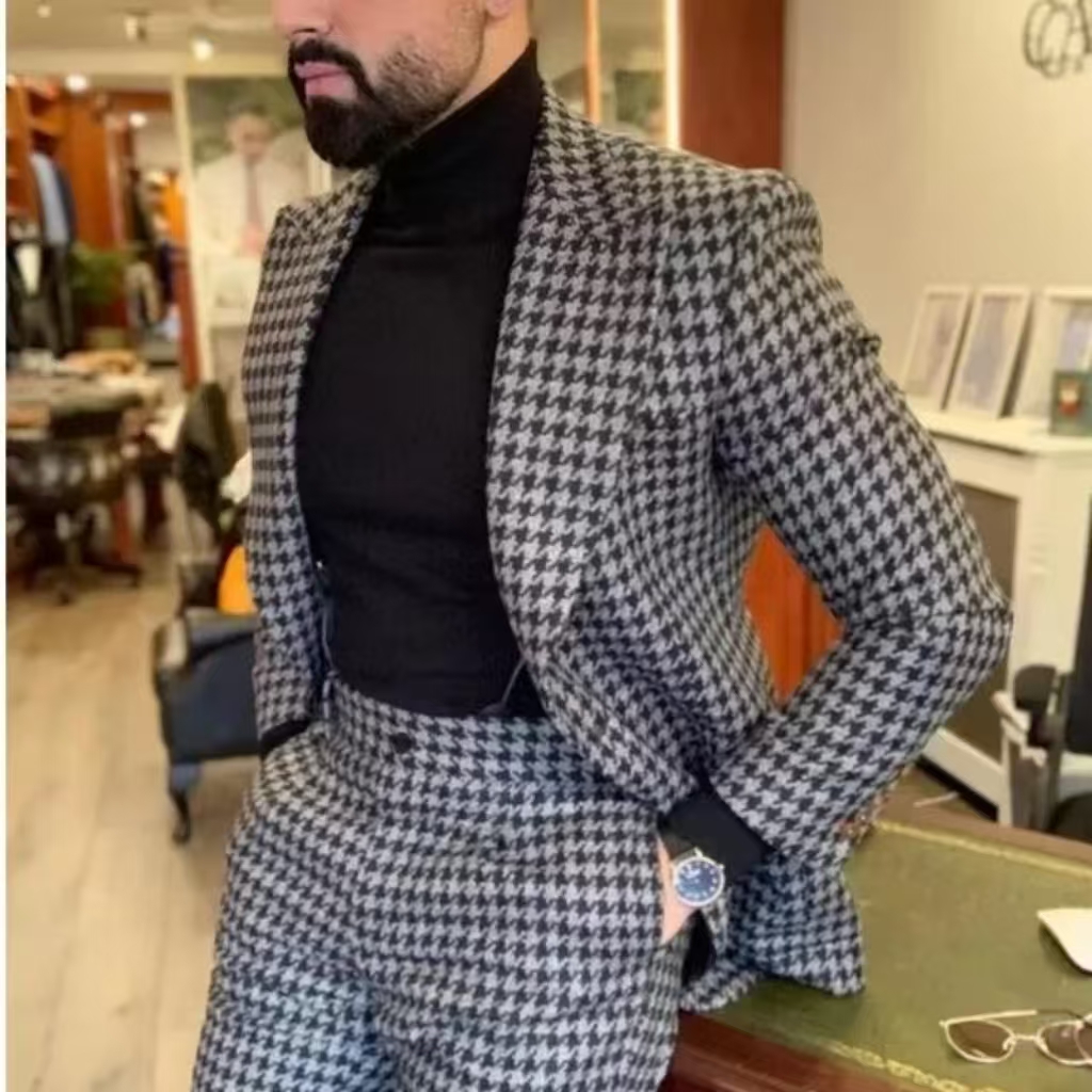 Houndstooth Vintage Men's Suit - Men'S Vintage Formal Wear ulasan dan harga