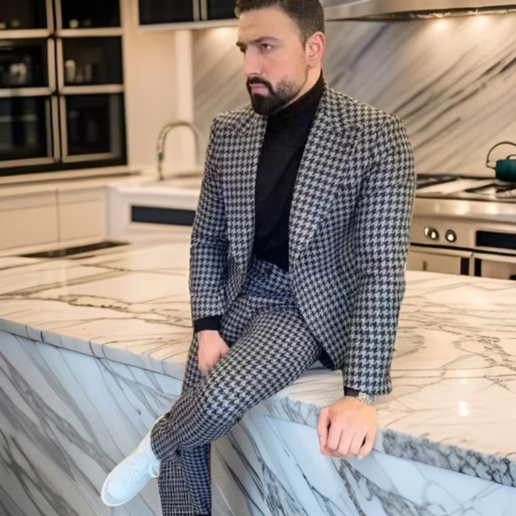 Houndstooth Vintage Men's Suit - Men'S Vintage Formal Wear ulasan dan harga