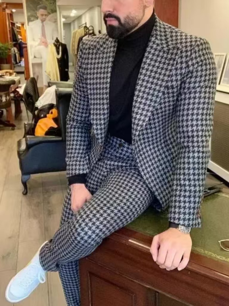 Houndstooth Vintage Men's Suit - Men'S Vintage Formal Wear ulasan dan harga