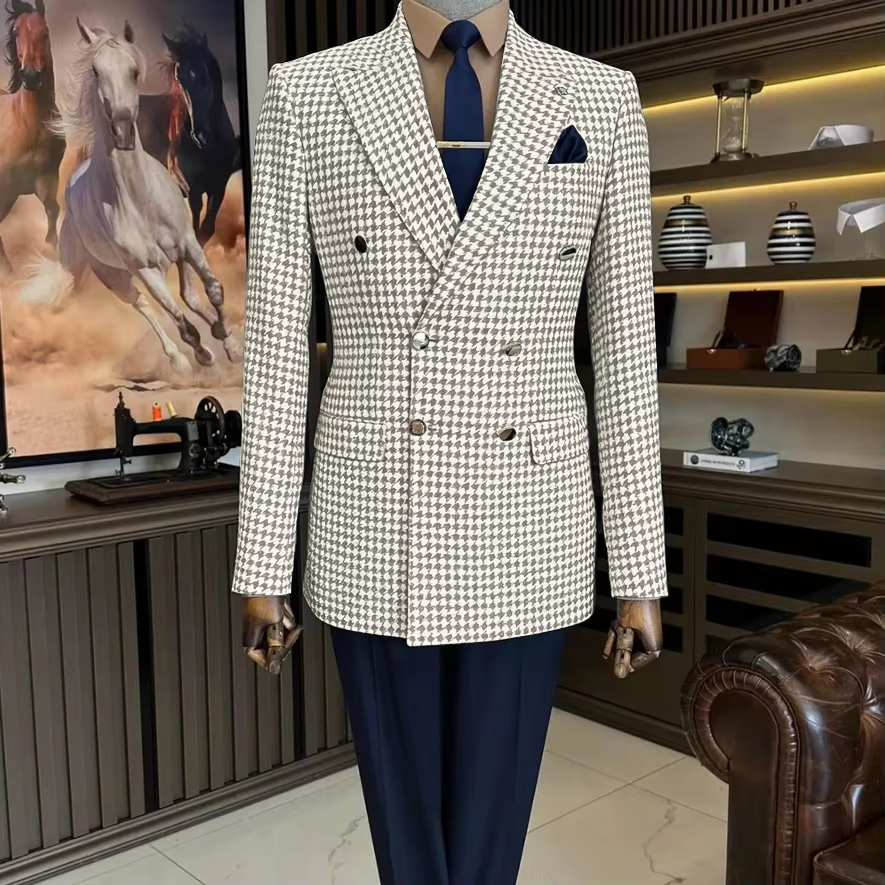 Vintage Houndstooth Tweed Blaz - Men'S Vintage Formal Wear ulasan dan harga