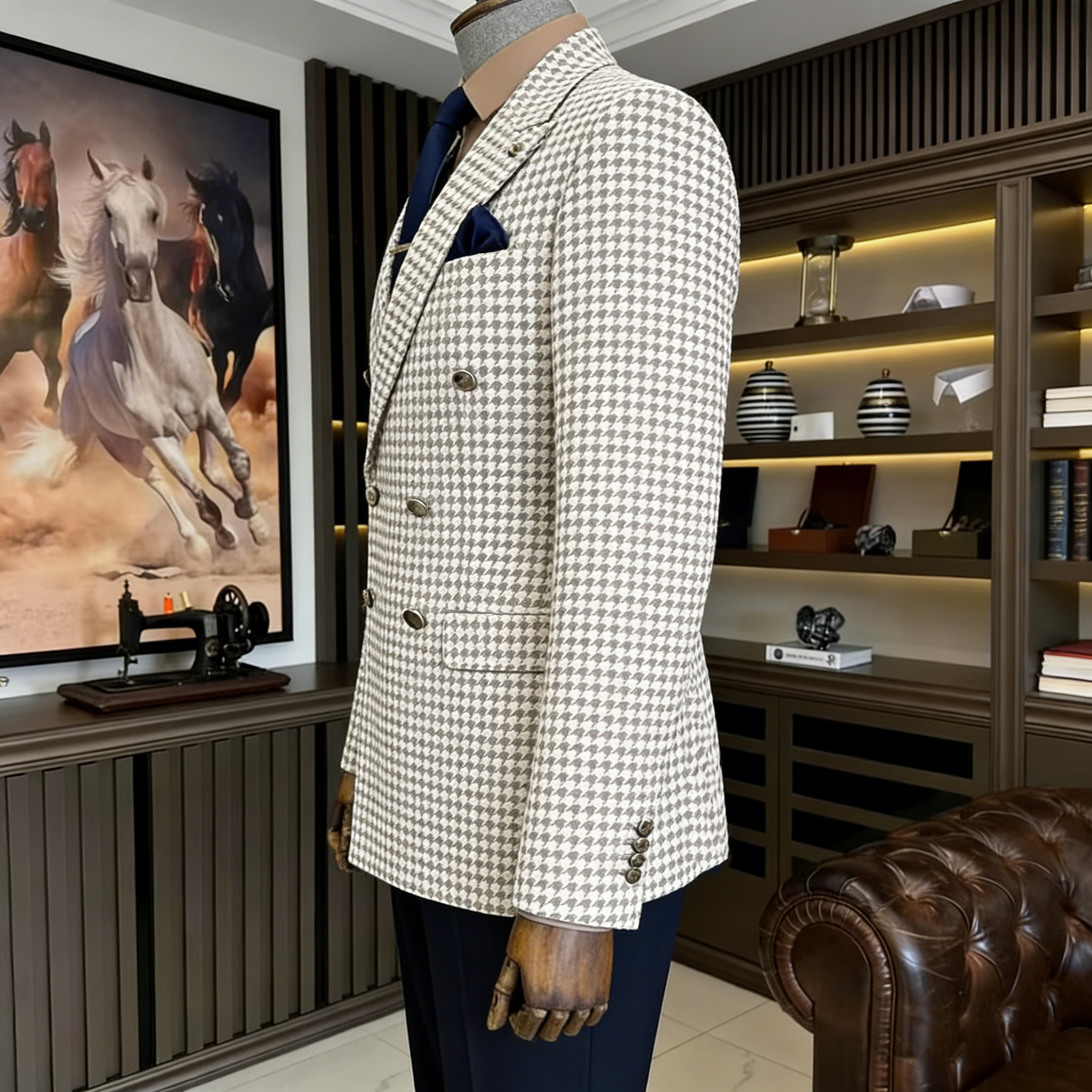 Vintage Houndstooth Tweed Blaz - Men'S Vintage Formal Wear ulasan dan harga