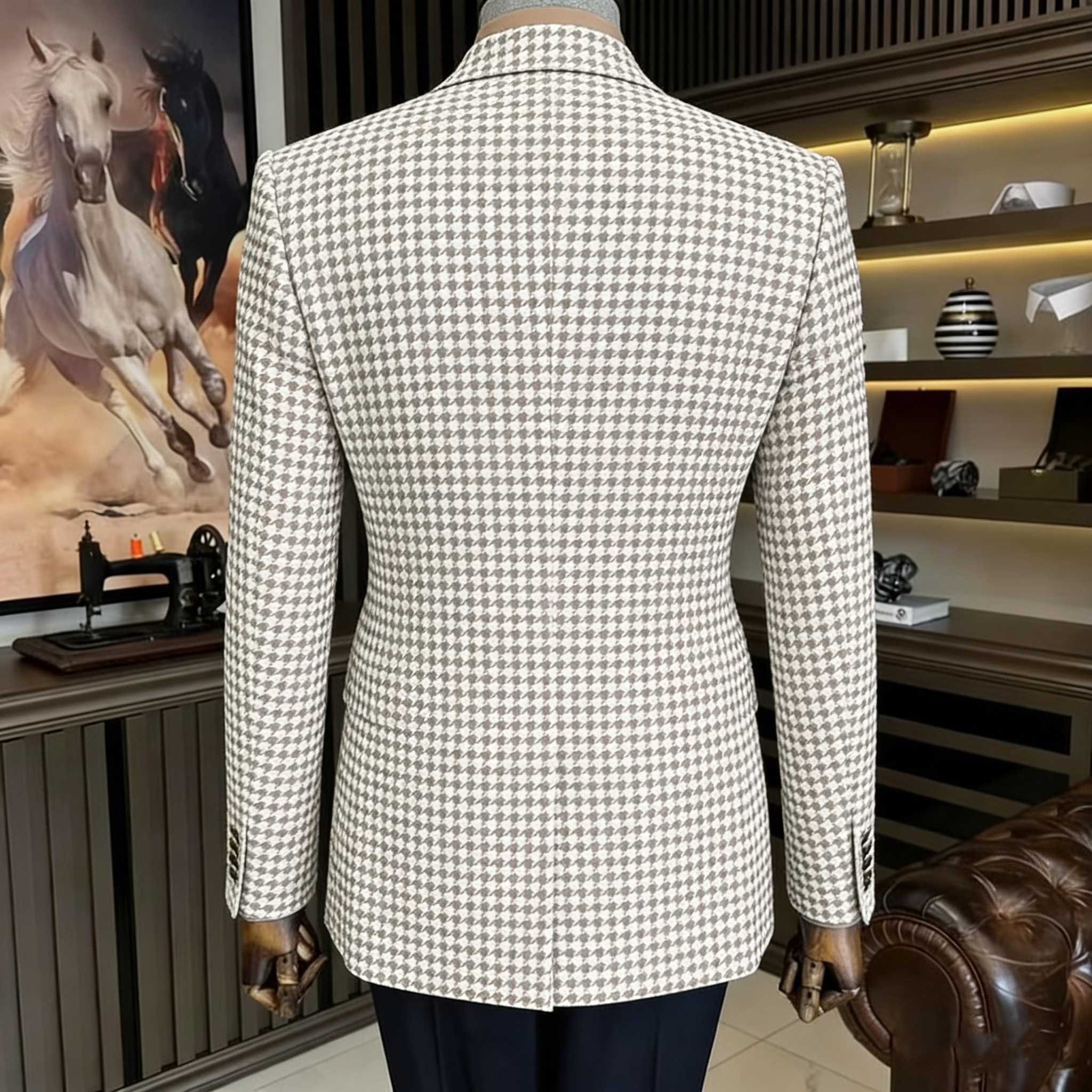 Vintage Houndstooth Tweed Blaz - Men'S Vintage Formal Wear ulasan dan harga
