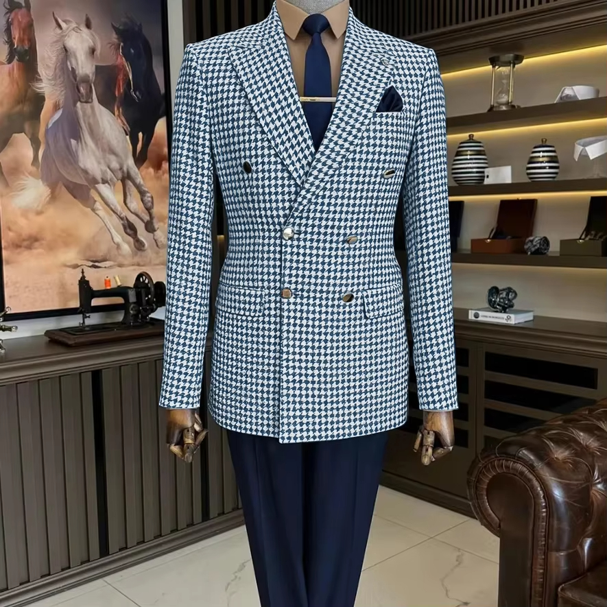 Vintage Houndstooth Tweed Blaz - Men'S Vintage Formal Wear ulasan dan harga