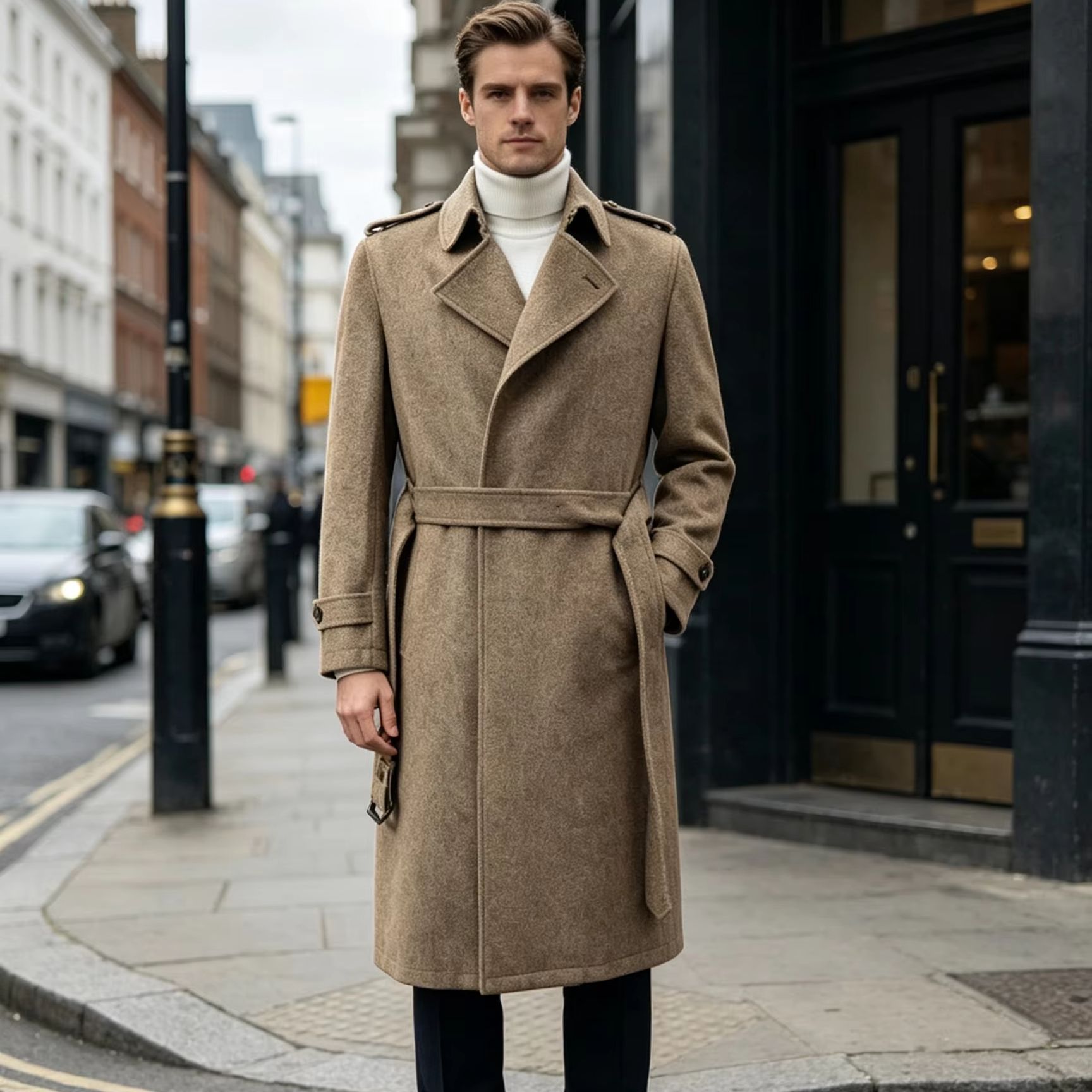 Men 100% Pure Wool Long Overco - Wool Suit Jacket ulasan dan harga