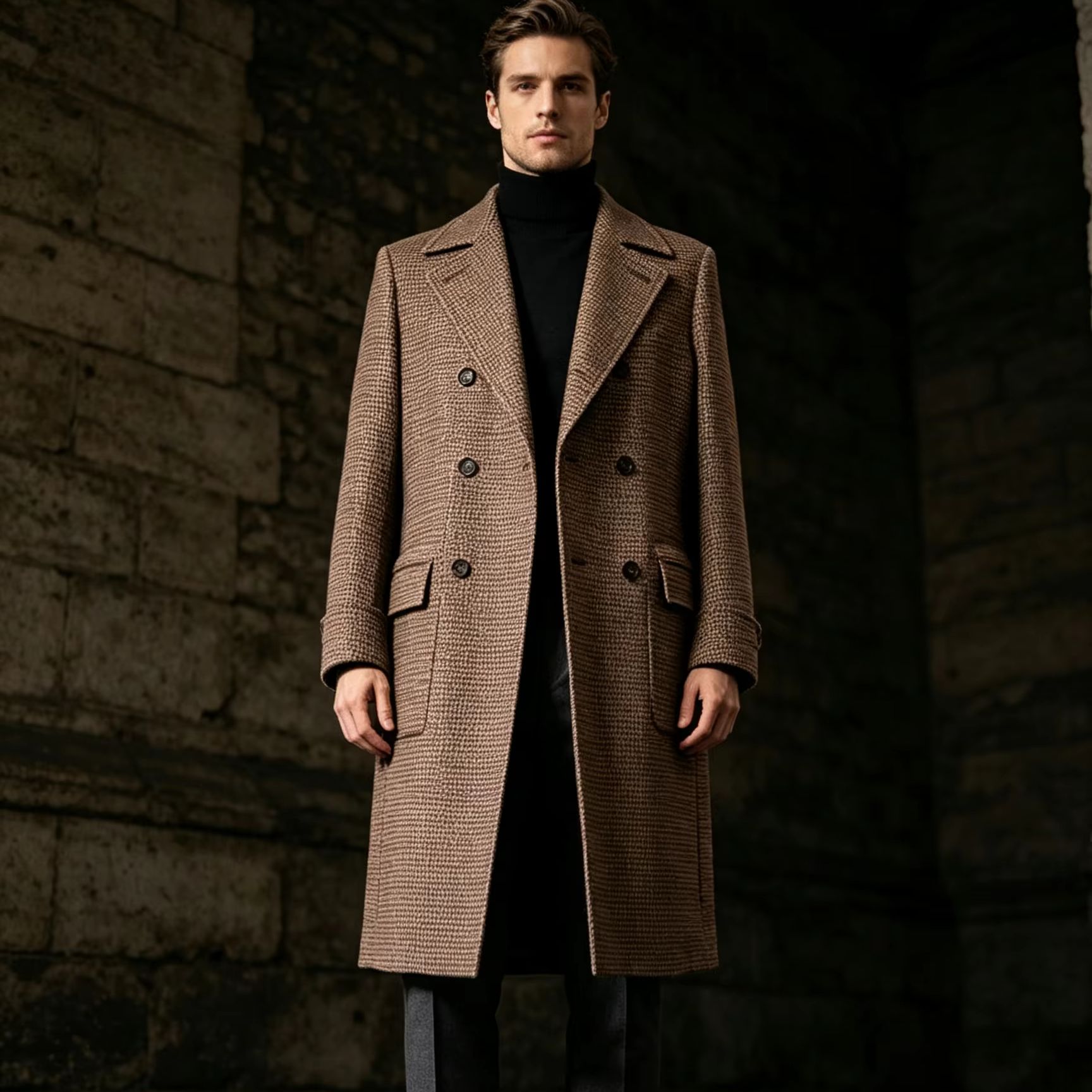 Men 100% Pure Wool Long Overco - Wool Suit Jacket ulasan dan harga