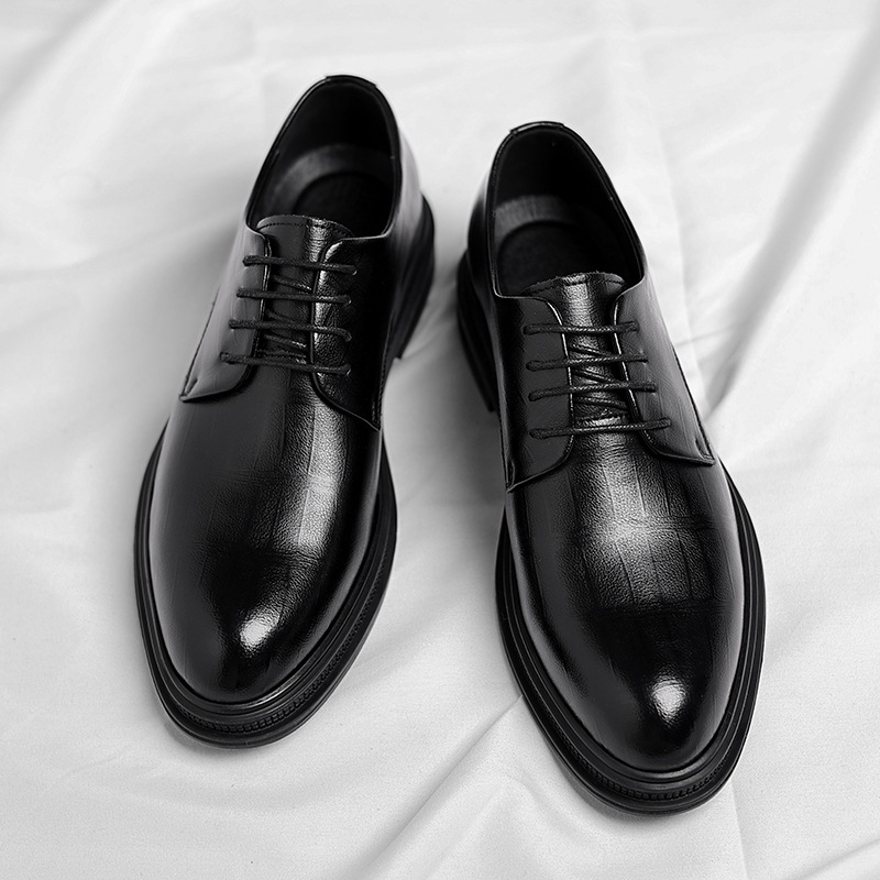 Mens Black Textured Leather Po - Men Formal Wear All Black ulasan dan harga