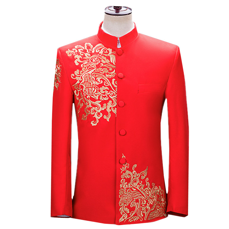 New Men Embroidered Suit Jacke - Men'S Vintage Formal Wear ulasan dan harga