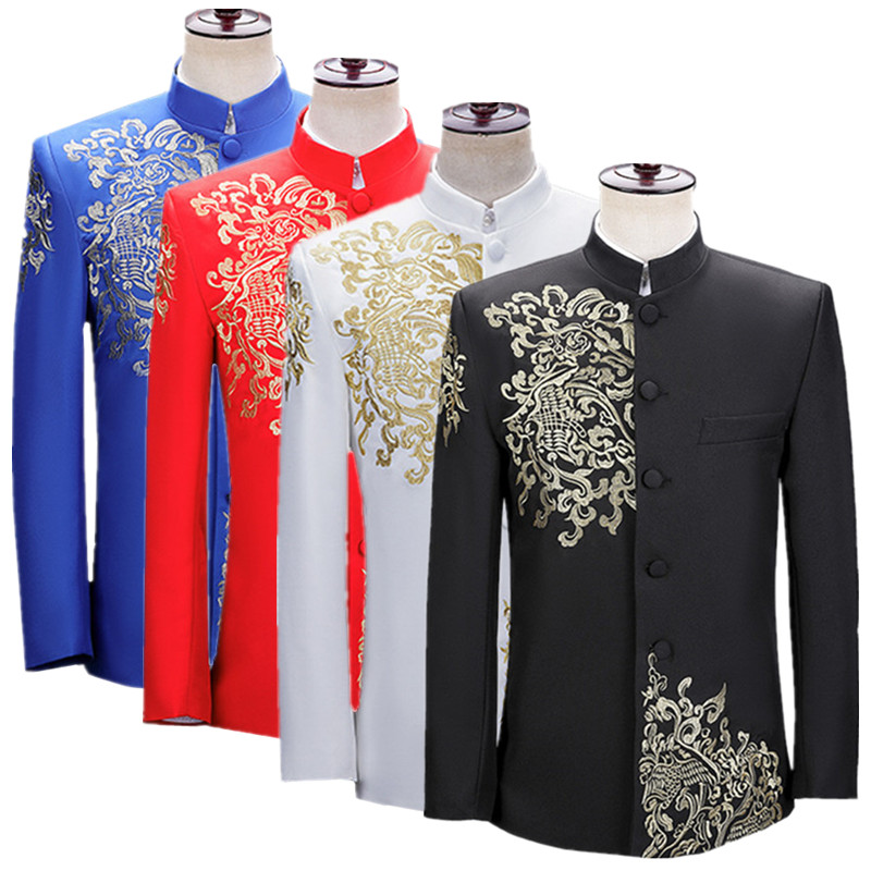 New Men Embroidered Suit Jacke - Men'S Vintage Formal Wear ulasan dan harga