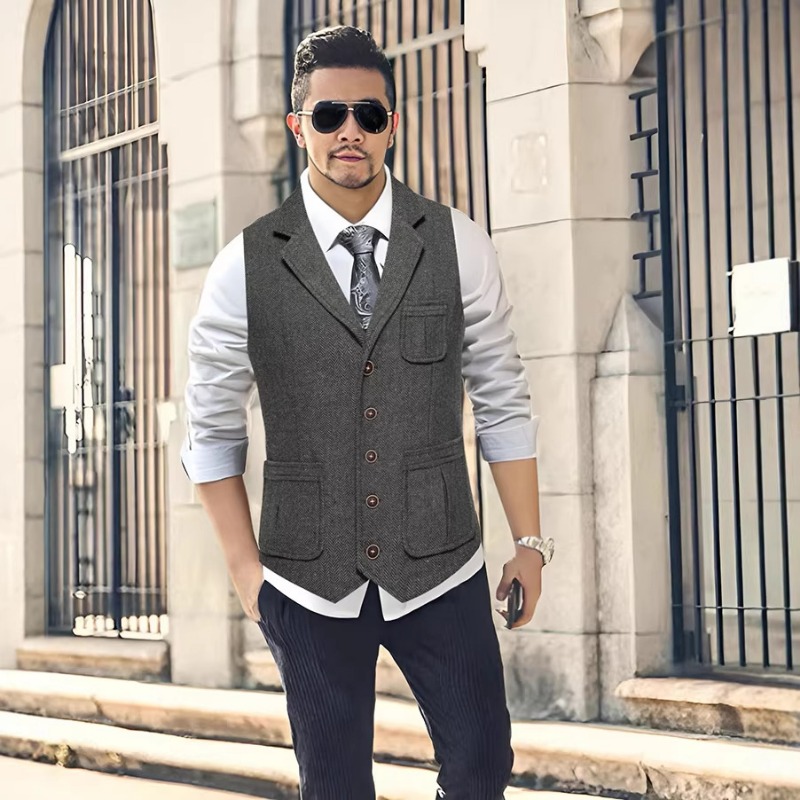 Men's Herringbone Tweed Suit V - Men'S Vintage Formal Wear ulasan dan harga