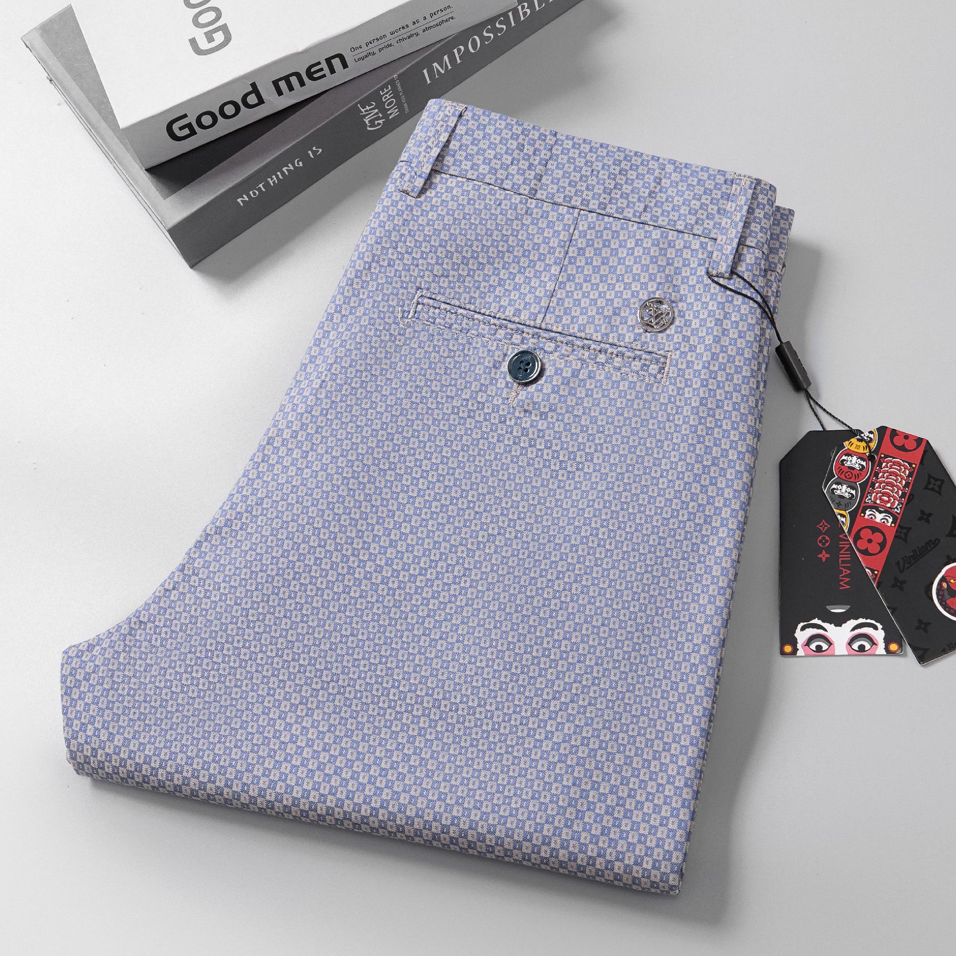 Plaid Casual Pants Men Korea F - Men'S Used Formal Wear ulasan dan harga