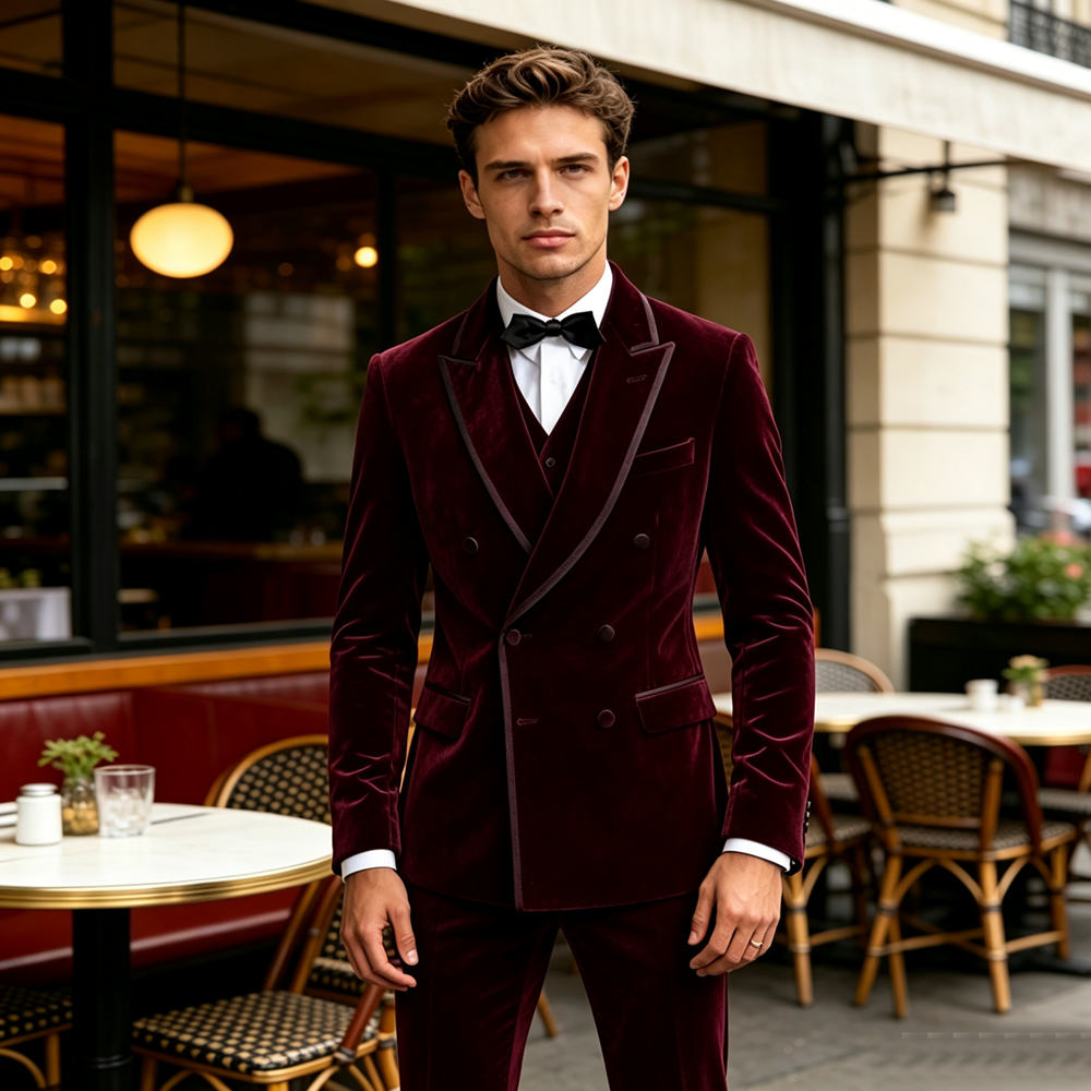 Hot Sale Velvet Men Suit 2pcs  - Wool Suit Jacket ulasan dan harga