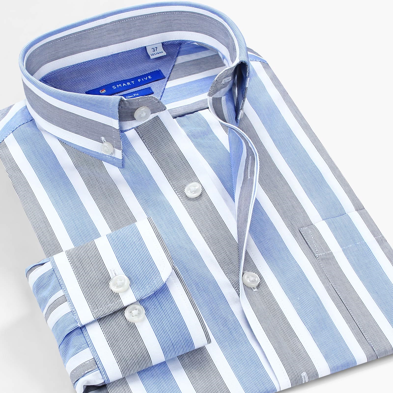 Men's 100% Cotton Striped Shir - Men Formal Wear Brands ulasan dan harga