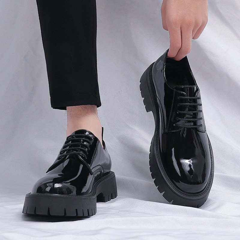 Mens Black Patent Leather Lace - Men Formal Wear All Black ulasan dan harga