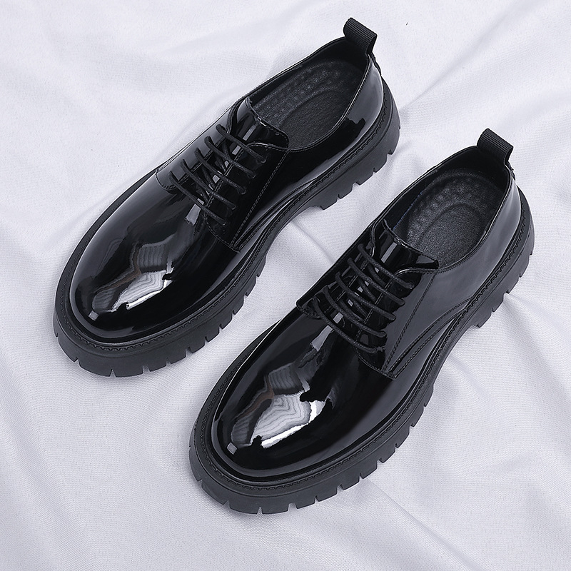 Mens Black Patent Leather Lace - Men Formal Wear All Black ulasan dan harga