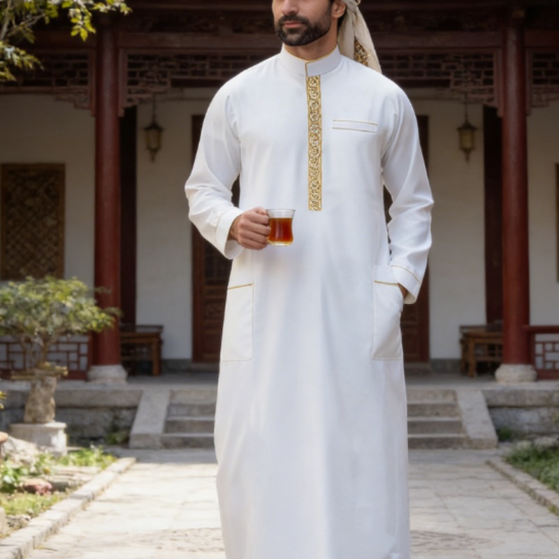 Arabic Mens Thobe Embroidered  - Men Formal Wear Shop ulasan dan harga