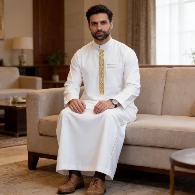 Arabic Mens Thobe Embroidered  - Men Formal Wear Shop ulasan dan harga