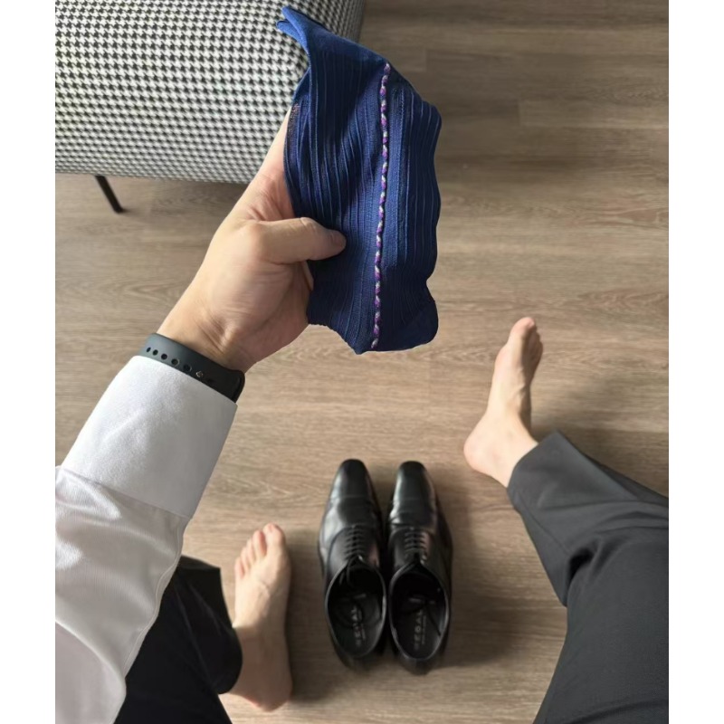 Male Dress Socks Blue Black Fo - Men'S Vintage Formal Wear ulasan dan harga