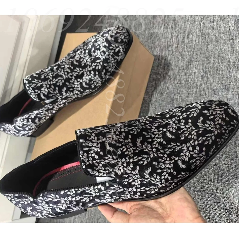 Men's Black Floral Slip-On Loa - Formal Upper Wear Men ulasan dan harga