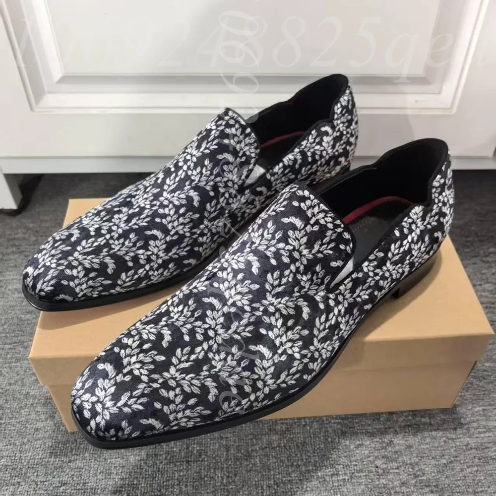 Men's Black Floral Slip-On Loa - Formal Upper Wear Men ulasan dan harga