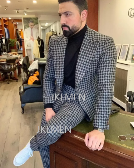 Houndstooth Mens Suits 2PCS We - Men'S Vintage Formal Wear ulasan dan harga