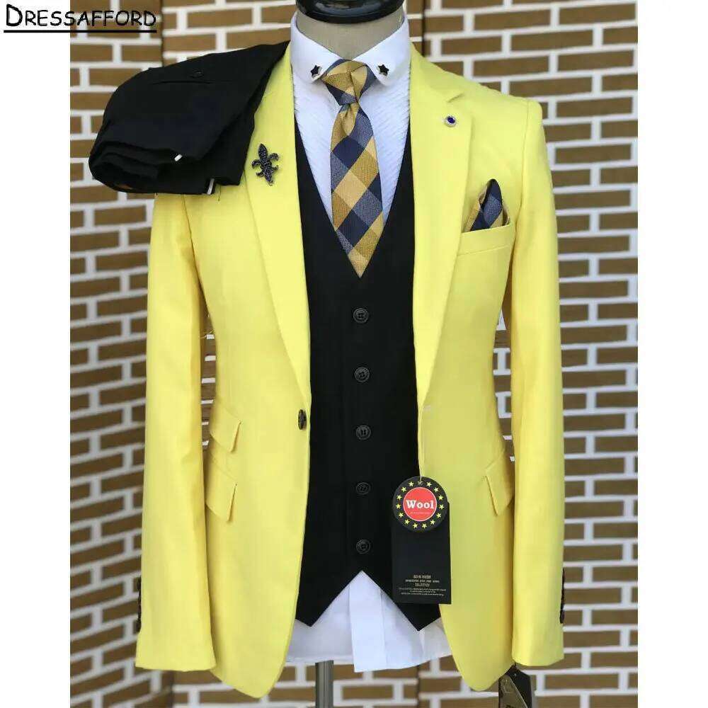 Yellow Elegant Men Business Fo - Formal Wear For Men Yellow ulasan dan harga