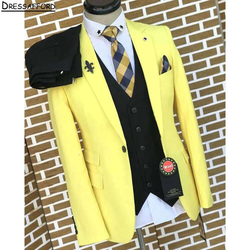Yellow Elegant Men Business Fo - Formal Wear For Men Yellow ulasan dan harga